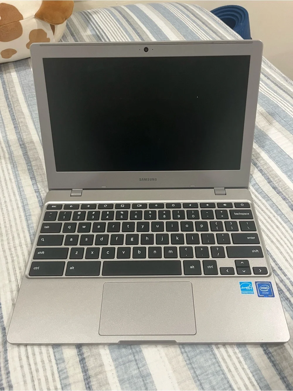Samsung Silver Laptop with Colorful Sticker Collage